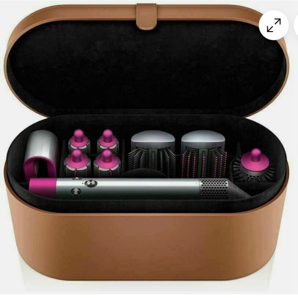Dyson Airwrap™ Complete (Nickel/Fuchsia) in Brown Leather Case: NEW